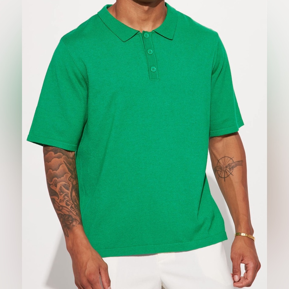 Men Green Short Sleeve Sweater